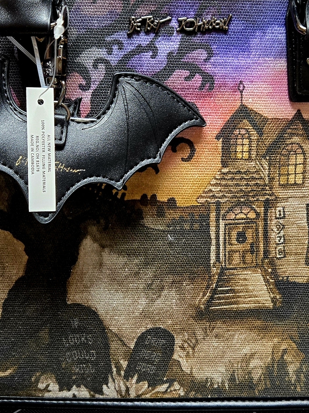 Betsey Johnson Haunted House Satchel in Black and Purple Gradient - Picture 2 of 7